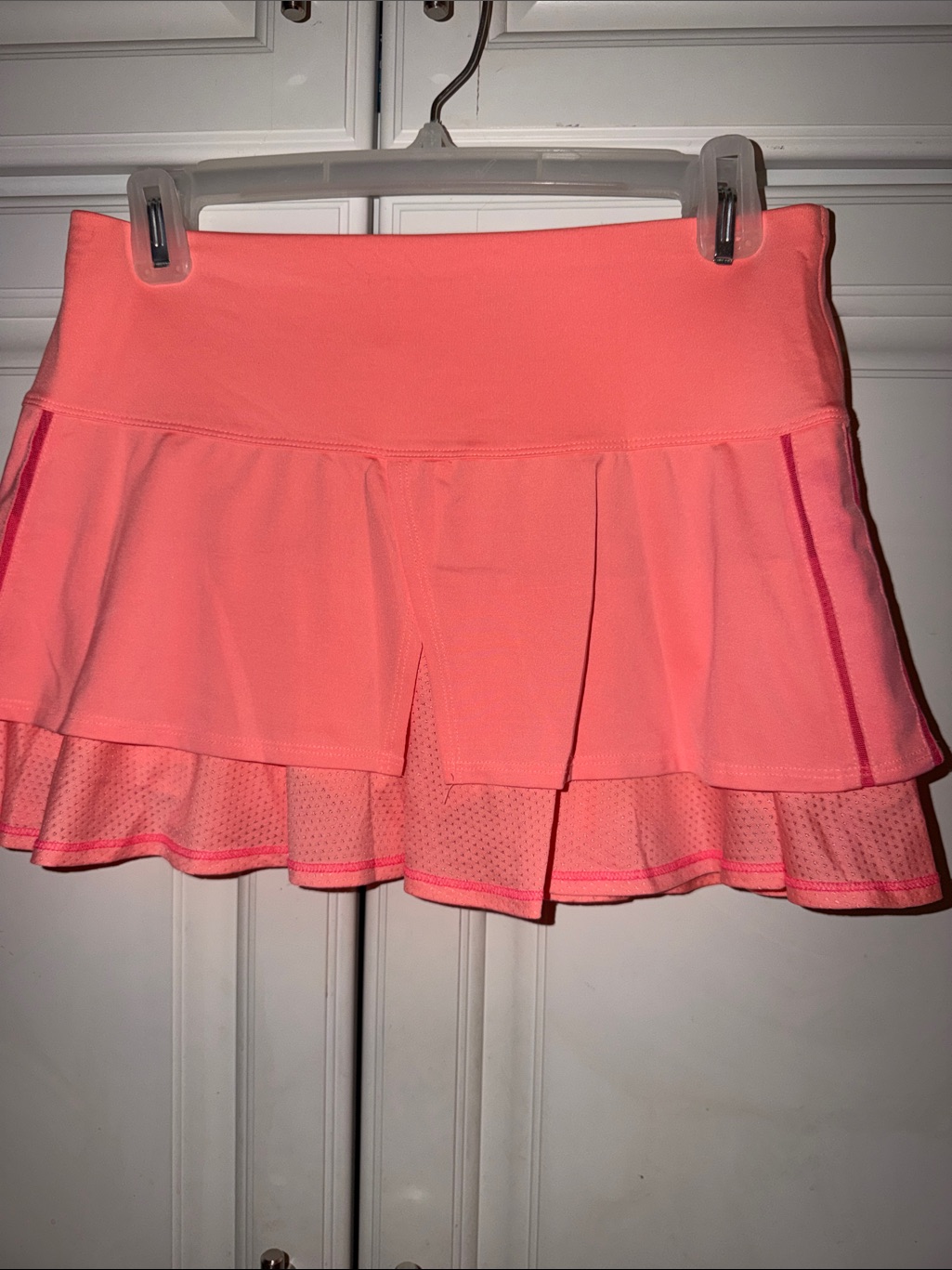 Lucky In Love Women's Orange Tennis Skirt With Layered Ruffle